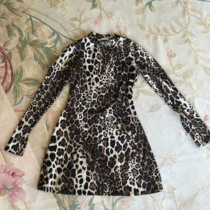 REFORMATION mini mock neck leopard dress small